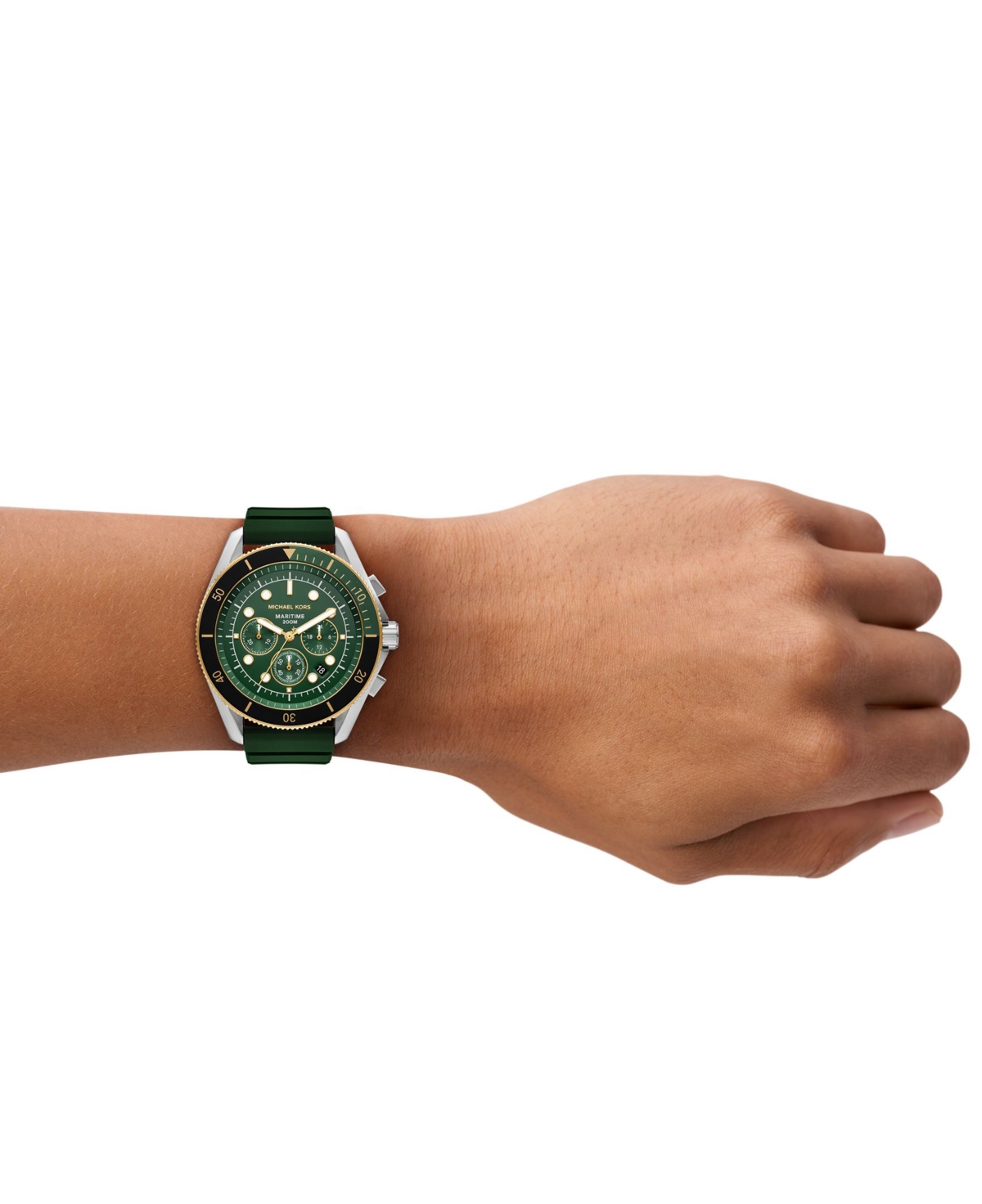 Michael Kors Men's Maritime Chronograph Green Silicone Watch, 45mm In Green