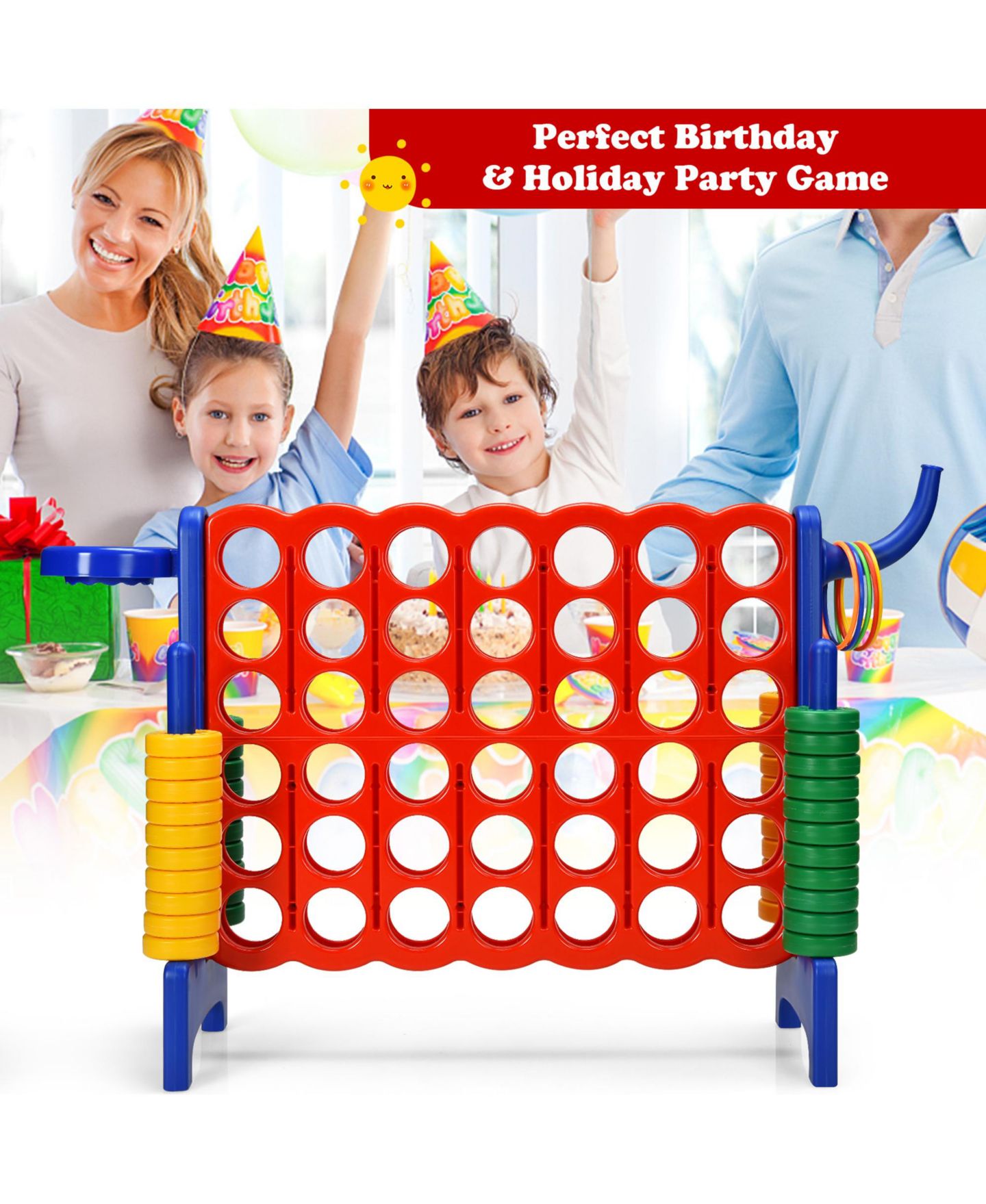 Детские игрушки Gymax 3-in-1 Giant 4-to-Score Game Set, Ages 3+, цвет: Синий — фото 3