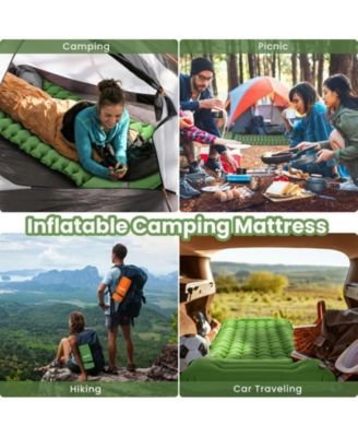 Extra Thick Inflatable Sleeping Pad with Pillow, Camping Pad with Carrying Bag