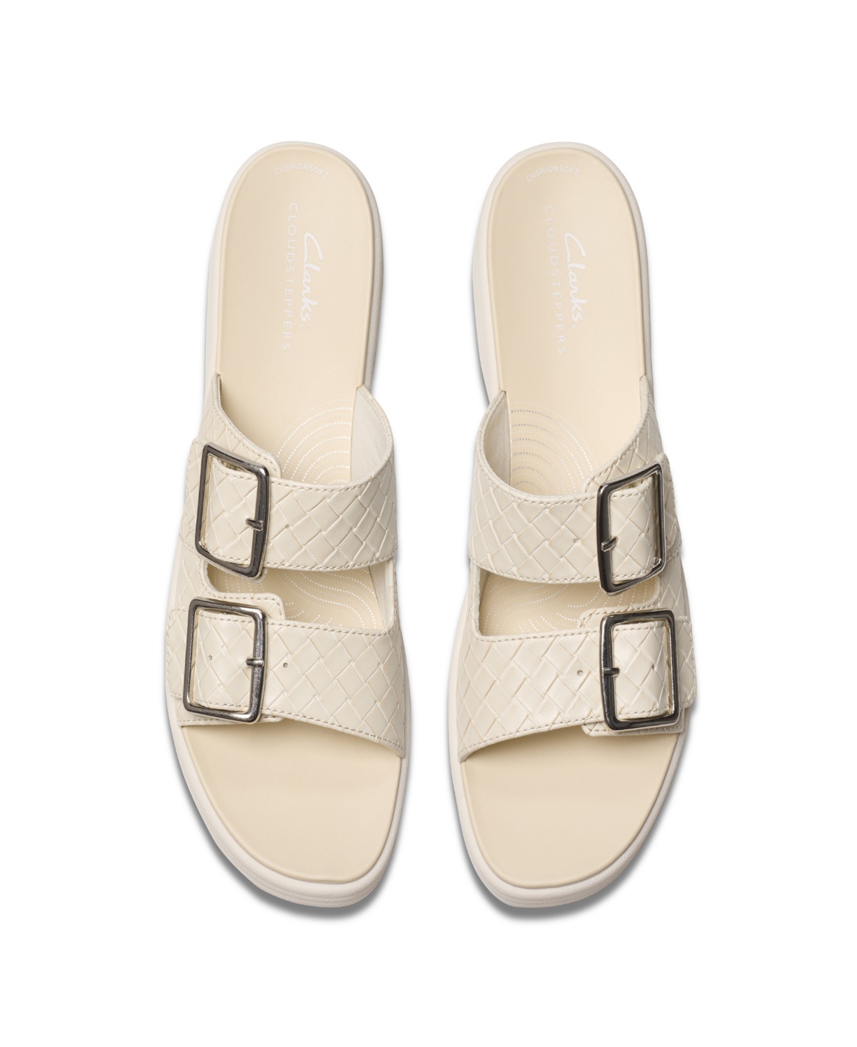 CLARKS WOMEN'S DRIFT BUCKLE SLIP-ON SLIDE WEDGE SANDALS 