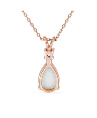 Women's Infinity Teardrop Opal Pendant Necklace Rose Gold Plated Sterling Silver