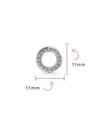 Geometric Pave Cubic Zirconia Open Circle Round Disc O CZ Stud Earrings Rose Gold Plated .925 Sterling Silver