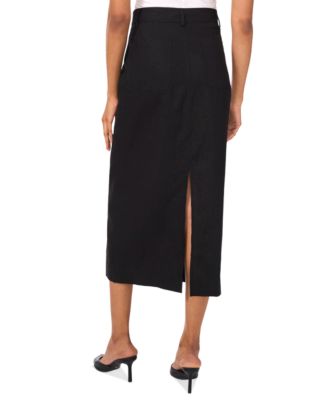 Women's Linen-Blend Patch-Pocket Midi Skirt
