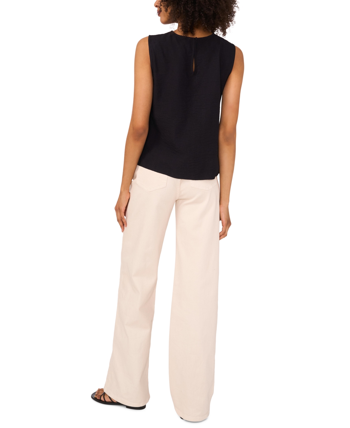 Shop Vince Camuto Women's Embroidered Sleeveless Top In Rich Black