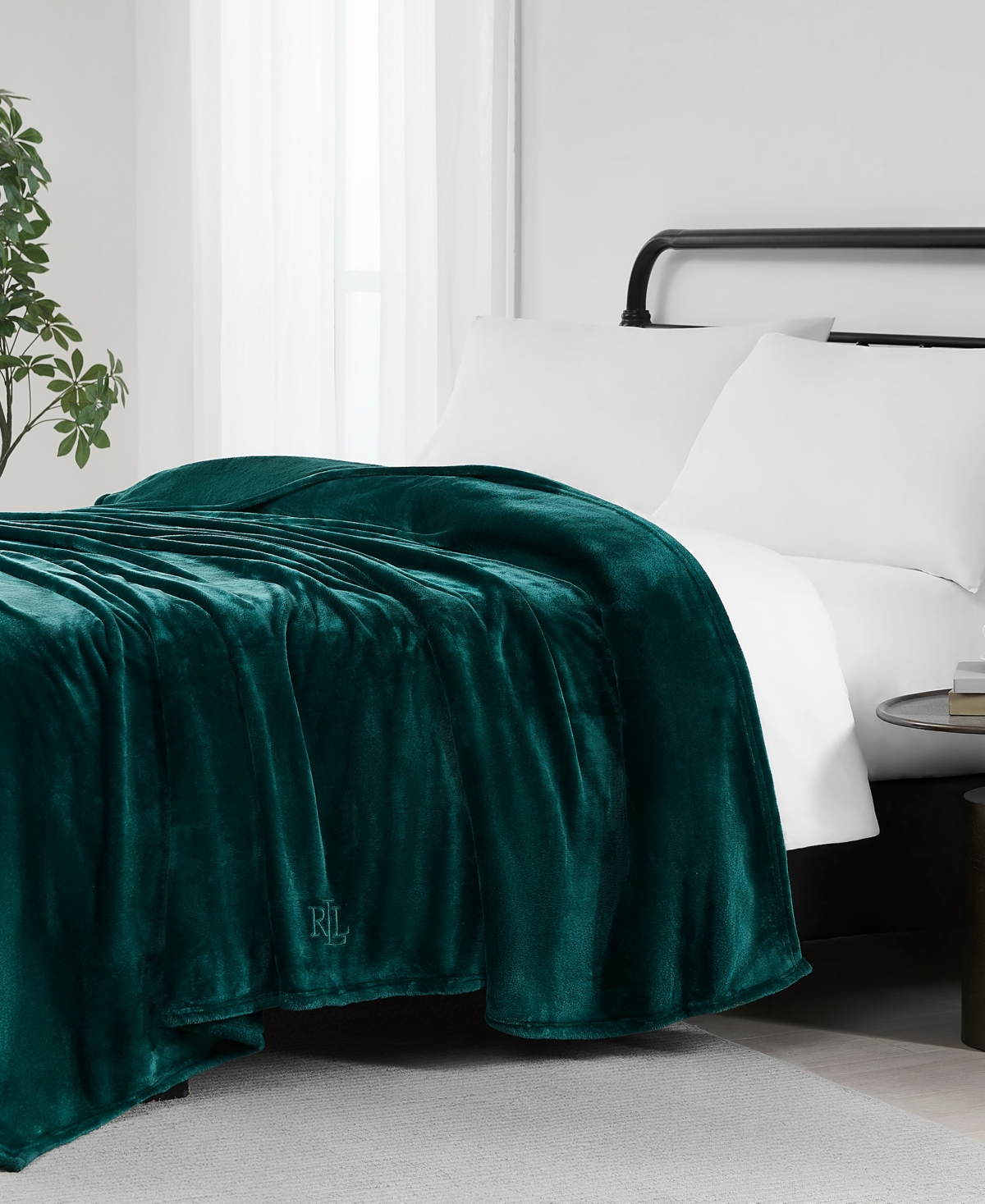 Ralph Lauren Micromink Plush Blanket, Twin In Green