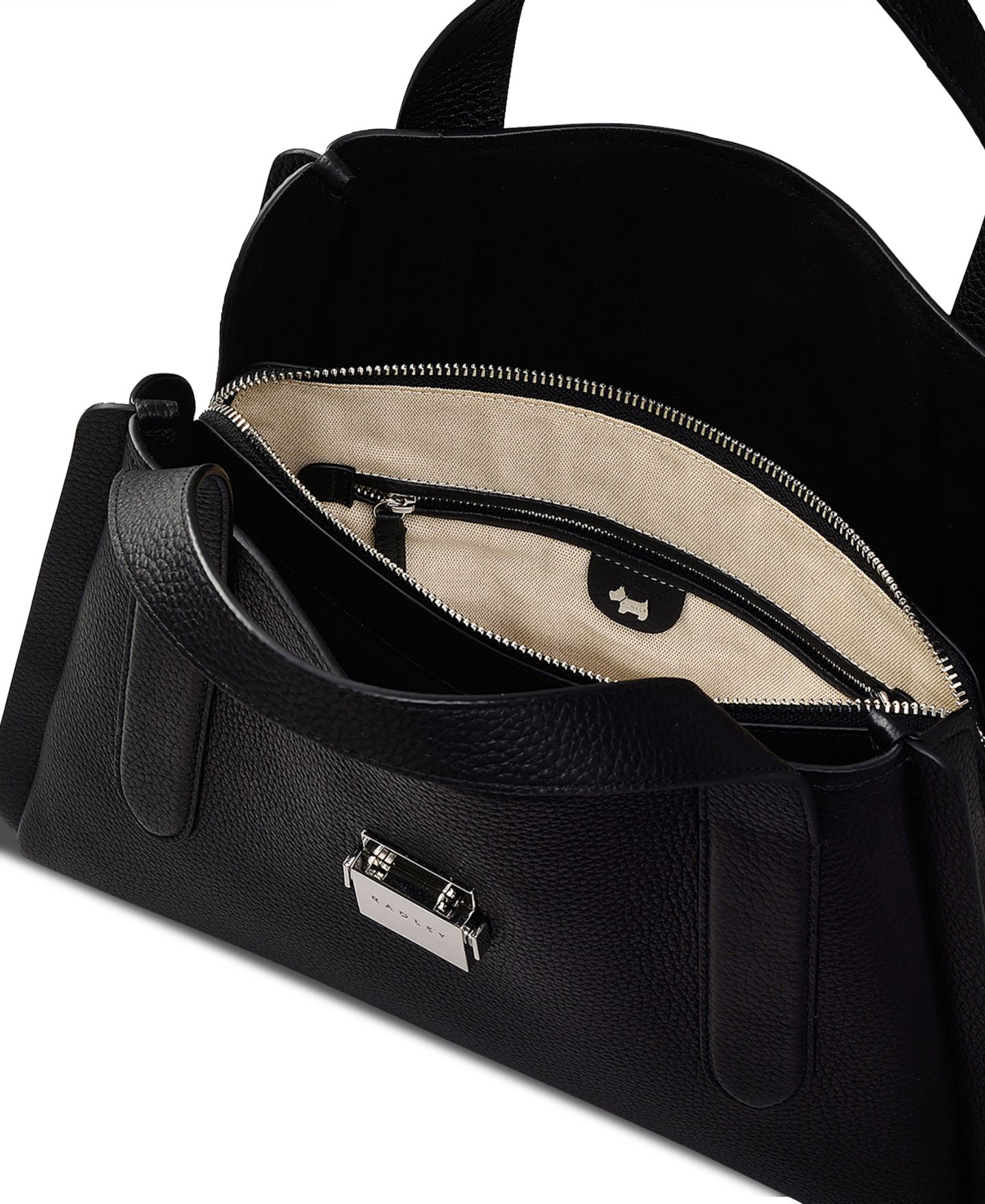 Женская сумка Radley London Sloane Mews Medium Zip Top Grab Satchel, цвет: Чёрный / Серебряный — фото 4