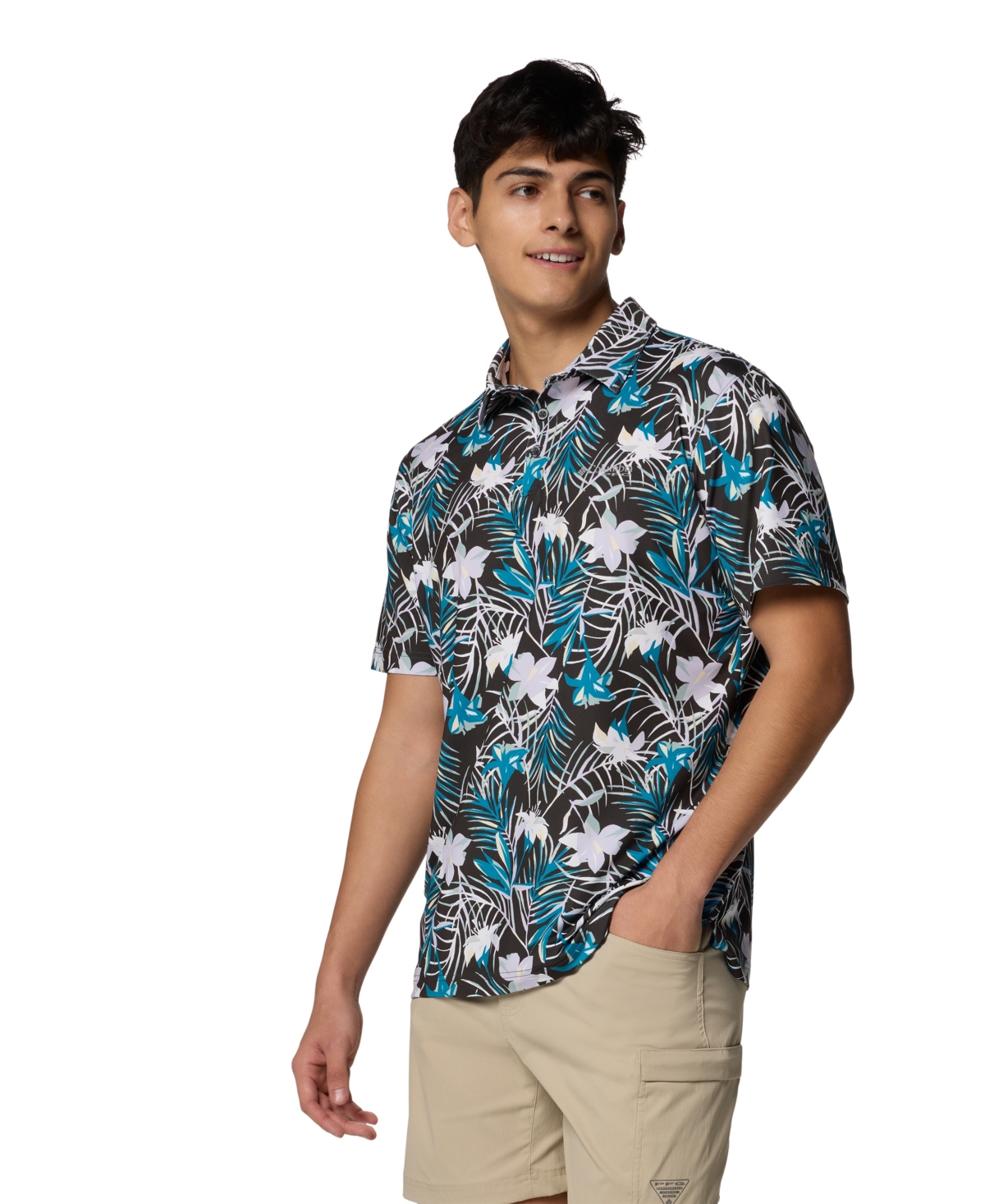 Shop Columbia Men's Super Slack Tide Ii Stretch Polo In Shark Trop