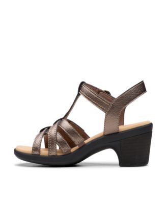 Emily2 Rose Leather Block Heel Sandals