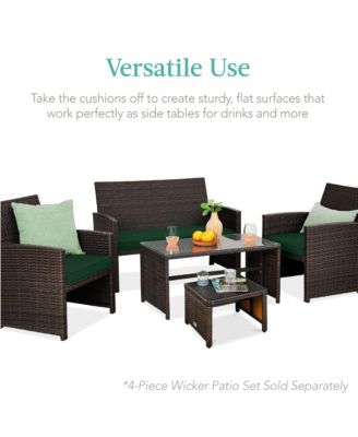 Set of 2 Multipurpose Patio Wicker Ottomans w/ Removable Cushions