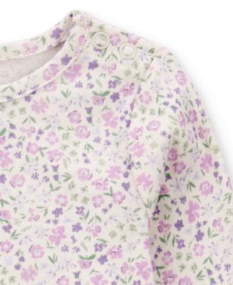 Baby Girls Cotton Floral-Print Long-Sleeve T-Shirt & Pants, 2 Piece Set