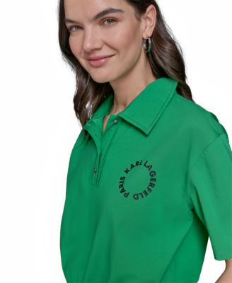 売れ筋商品|||カールラガーフェルド カットソー トップス レディース Women's Cropped Logo Polo White KARL LAGERFELD PARIS Women's Cropped Logo Polo - Macy's