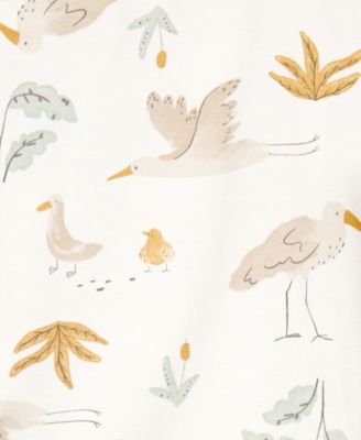 Baby Boy or Baby Girl Striped Birds Short-Sleeve Bodysuits, 5 Pack