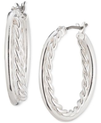 Rope Twist Medium Hoop Earrings, 1"