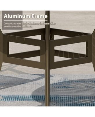 48-inch Powder Coated Cast Aluminum Outdoor Dining Table with Umbrella Hole