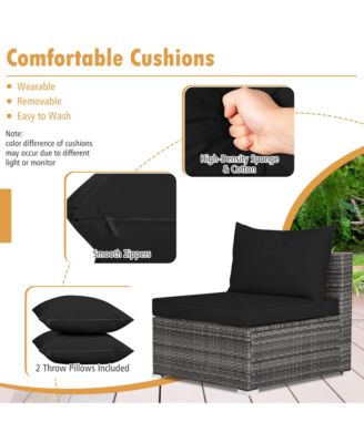 7PCS Patio Rattan Sectional Sofa Set Outdoor Furniture Set w/ Cushions