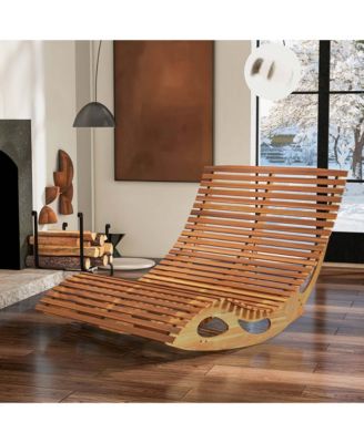 Outdoor Double Chaise Lounge for 2 with High Back Slatted Seat Stopper for Patio