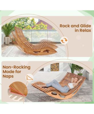 Outdoor Double Chaise Lounge for 2 with High Back Slatted Seat Stopper for Patio