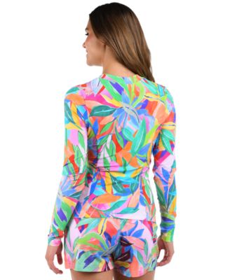 Shop La Blanca Tropi Flage Rash Guard Board Shorts In Multi