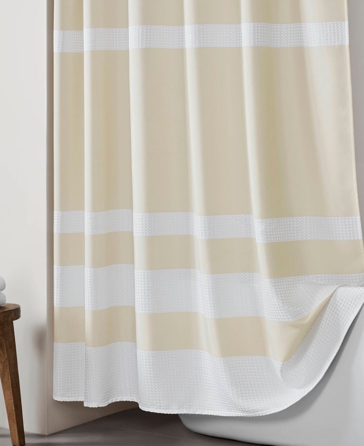 Madison Park Spa Waffle 3m-scotchgard Shower Curtain, 72" X 84" In Cream