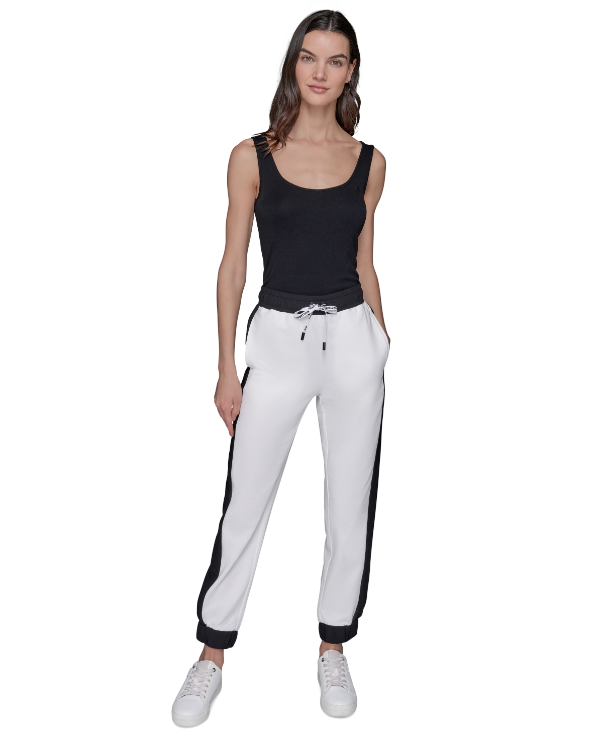 Karl Lagerfeld Women's Colorblocked Jogger Pants In White