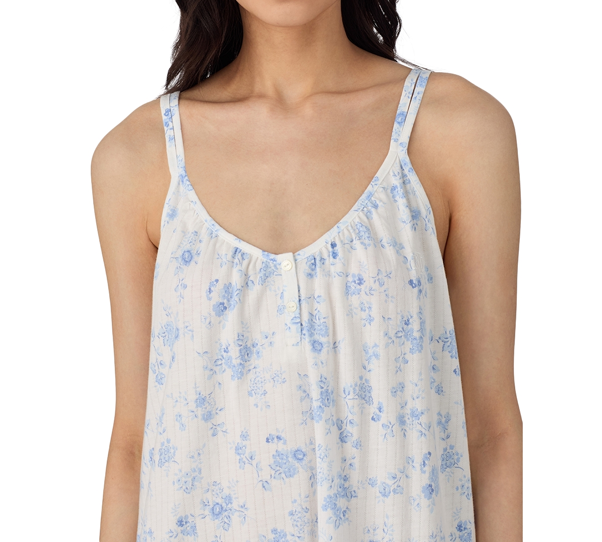 Ralph Lauren Floral Jersey Double-strap Nightgown In Blue Fl