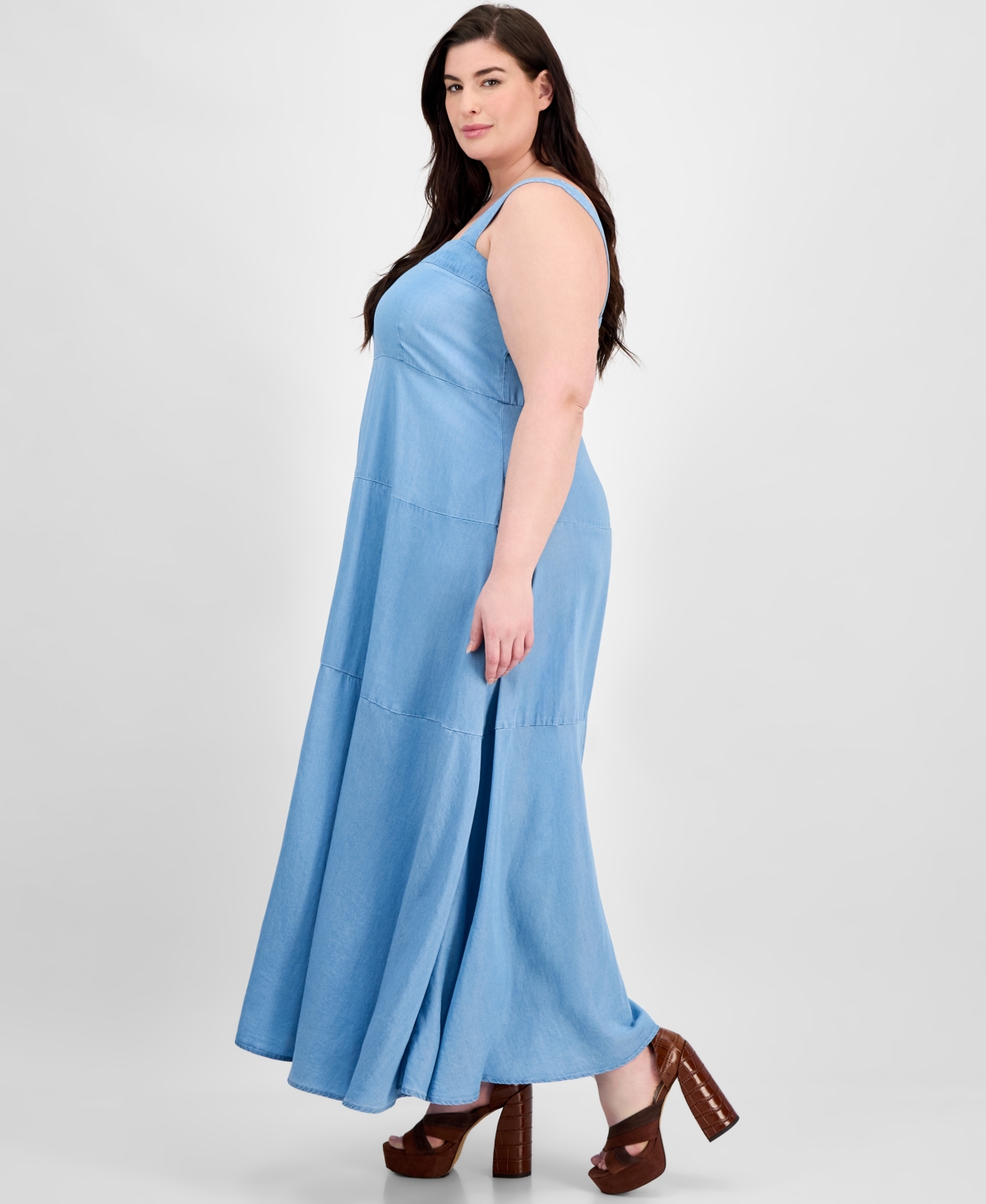 Vince Camuto Plus Size Square-neck Tiered Maxi Dress