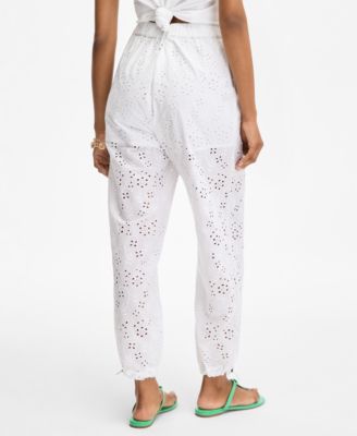 Women's Cotton Eyelet Pull-On Joggers, Exclusively at Macy's
