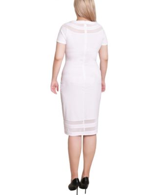 Petite Short Sleeve Dress with Mesh Insets