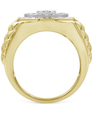 Men's Diamond Sunburst Link Textured Ring (1 ct. t.w.) in 10k Gold