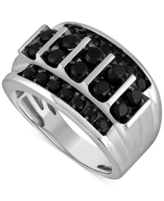 Macy's - Men's Black Diamond Two Level Ring (2 ct. t.w.) in Sterling Silver