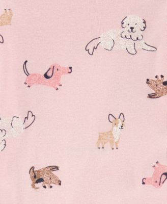 Baby Girls Cotton Puppy Long-Sleeve Bodysuits, 4 Pack 