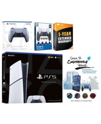 Playstation 5 Slim Digital with Extra Chroma Indigo Controller, FPS Grip Kit and MightySkins Decal Voucher + 1 Year CPS Extended Warranty