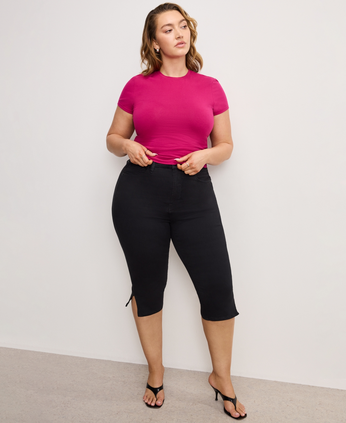 Good American Super Stretch Baby Tee In Fuchsia In Pink