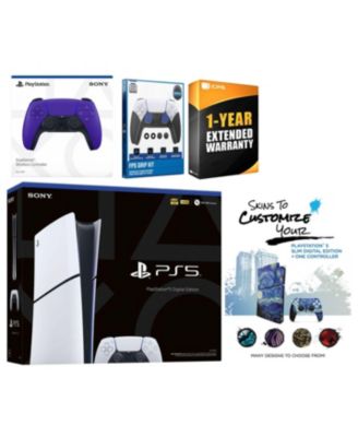 Playstation 5 Slim Digital with Extra Chroma Indigo Controller, FPS Grip Kit and MightySkins Decal Voucher + 1 Year CPS Extended Warranty