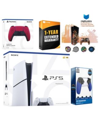 Playstation 5 Slim Disc with Extra Controller, Trigger Stop Kit and MightySkins Decal Voucher + 1 Year CPS Extended Warranty