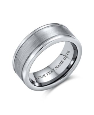 Simple Double Grooved Brushed Matte Center Stripe Couples Titanium Band Ring Silver Tone Comfort Fit