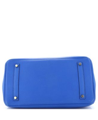 Pre-Owned Hermes Birkin 35 Handbag Blue Togo with Gold Hardware