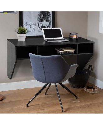 Wall Mounted Floating Sturdy Computer Table with Storage Shelf
