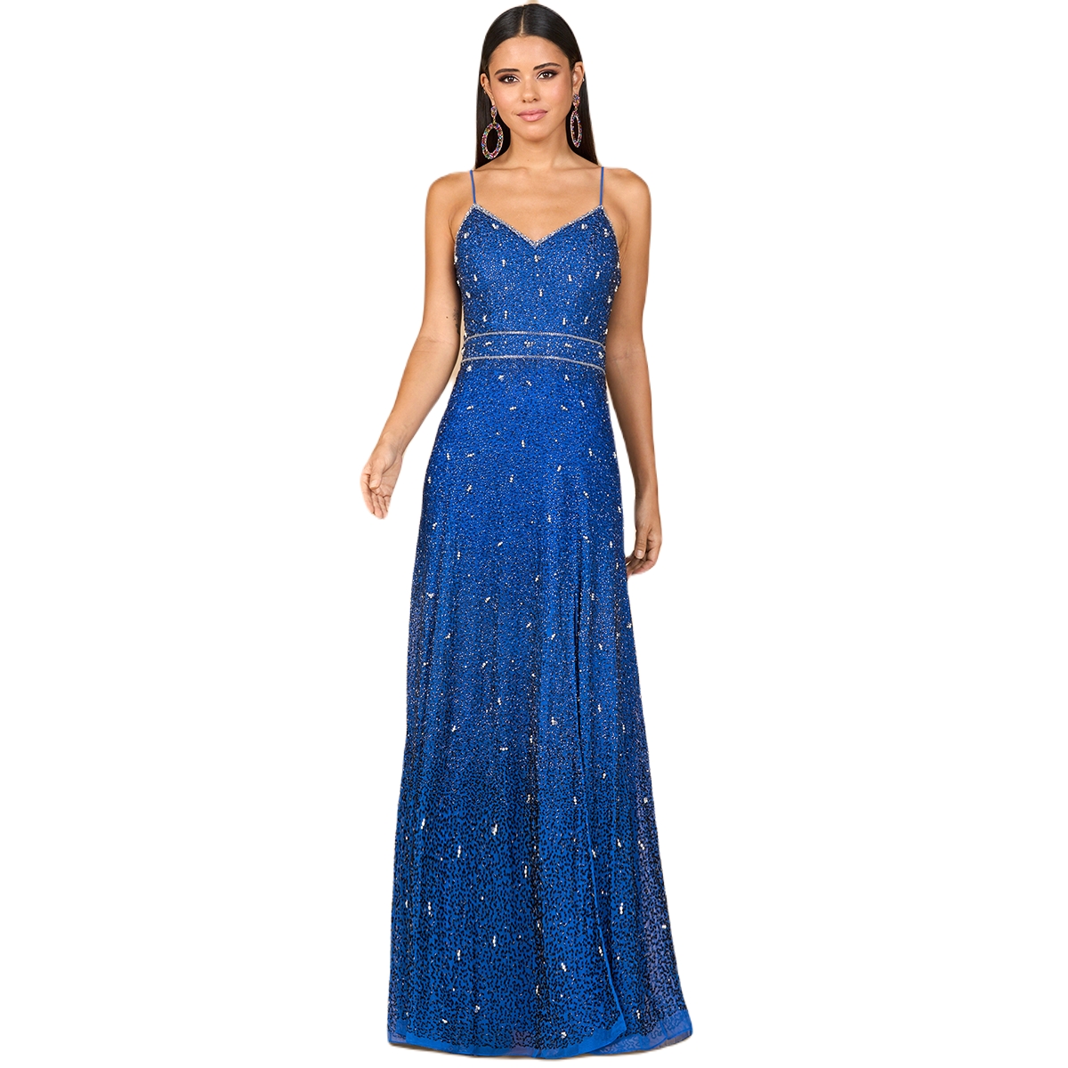 Women's Ombre Beaded Gown - Outlet - Blue ombre