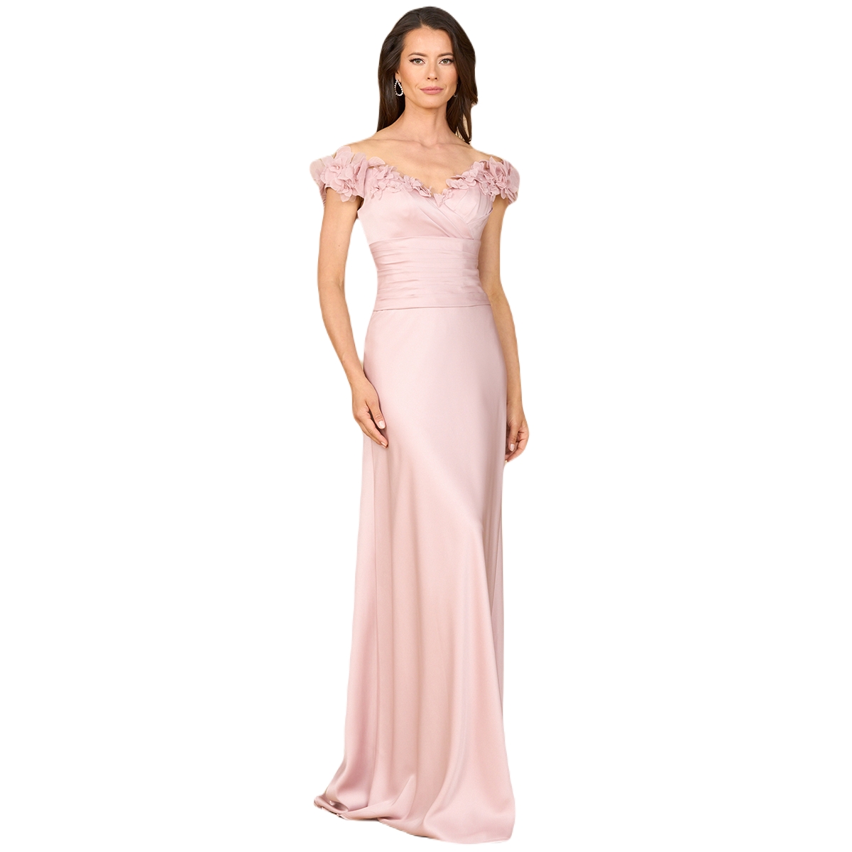 Women's Off Shoulder Satin Gown - Navy
