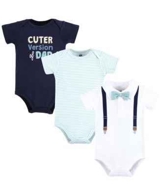 Hudson Baby Baby Boys Hudson Triple Pack of Essential Cotton One-Piece Rompers - Mint navy cuter version 23$