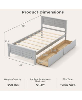 Twin Size Bed Frame with Storage Drawers