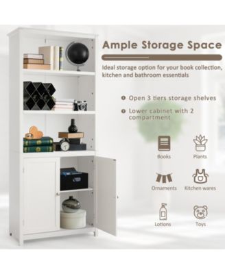 Bookcase Shelving Storage Wooden Cabinet Unit Standing Display Bookcase with Doors