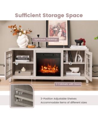 58 Inch Fireplace TV Stand with Adjustable Shelves for TVs up to 65 Inch