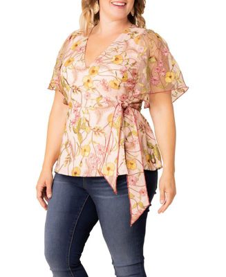 Plus Size Rosalie Embroidered Wrap Top