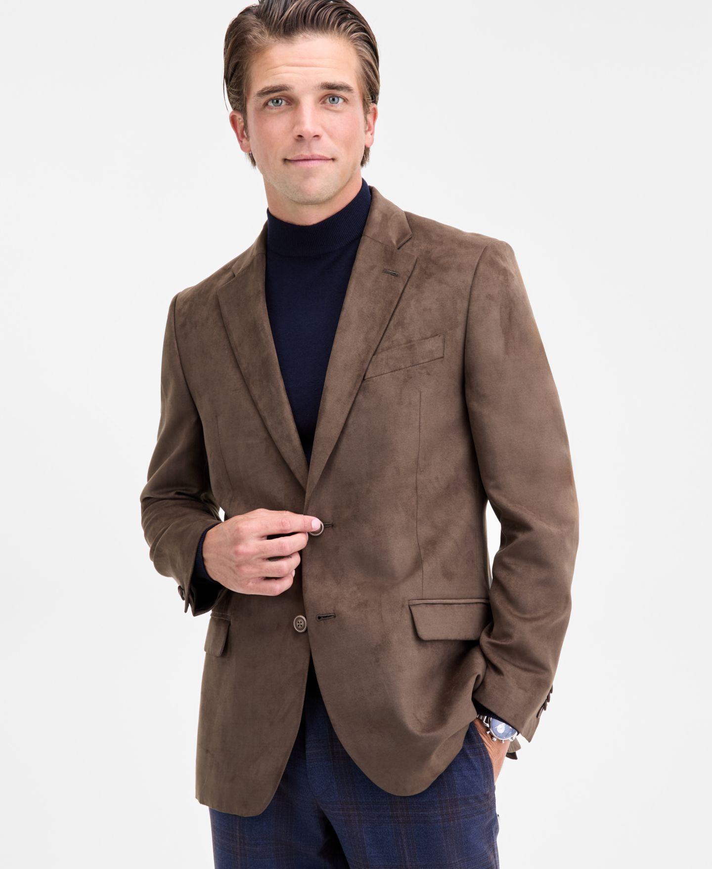 Мужской пиджак Nautica Modern-Fit Faux-Suede Sport Coat, цвет: Яркий синий — фото 1
