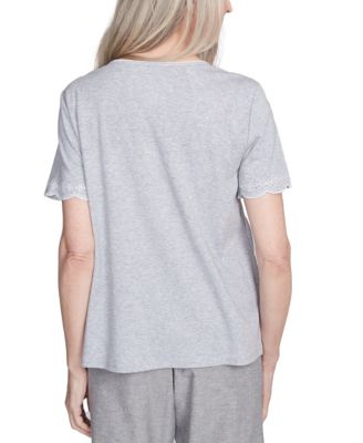 Women's Crystal Springs Embroidered Tossed Flower Crew Neck T-Shirt