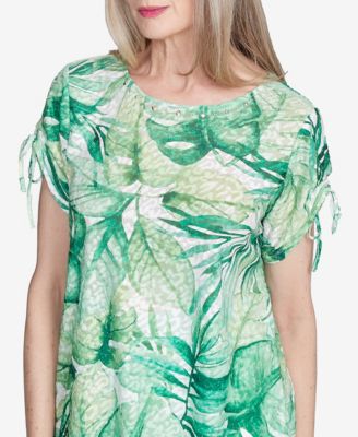 Women's Rise Shine Monotone Tropical Leaf Crew Neck T-Shirt
