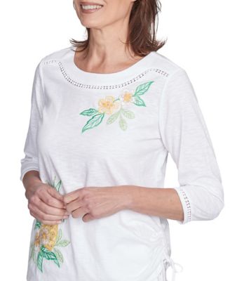 Women's Rise Shine Embroidered Pineapple Crew Neck Top