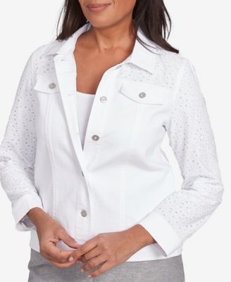 Women's Crystal Springs Eyelet Denim Collared Neck Jacket